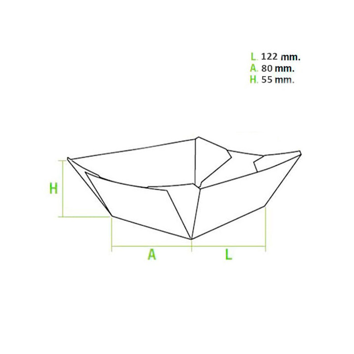 Paper Food Boat Tray Kraft 525ml 12,2x8x5,5cm (600 Units)