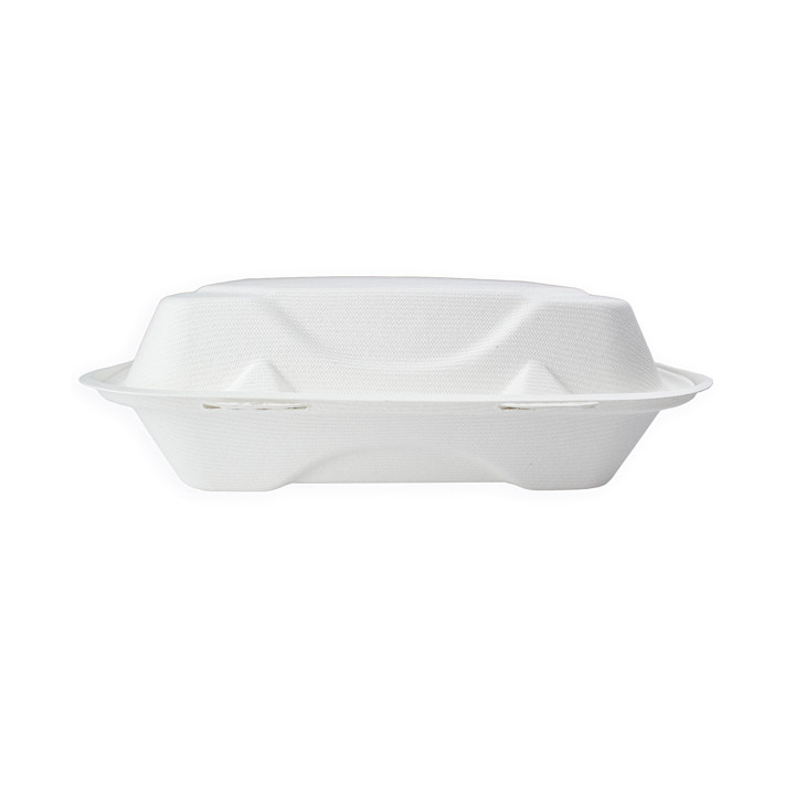 Sugarcane Hinged Container White 3C 23x15x7,5cm (50 Units)