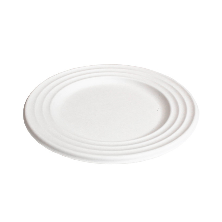 Sugarcane Plate Premium Wave White Ø18cm (600 Units) 