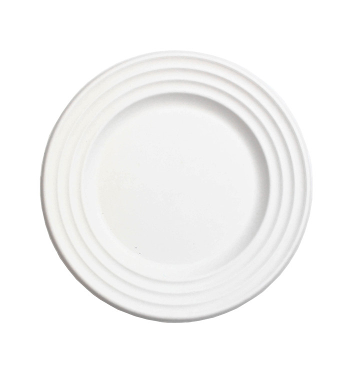Sugarcane Plate Premium Wave White Ø18cm (600 Units) 