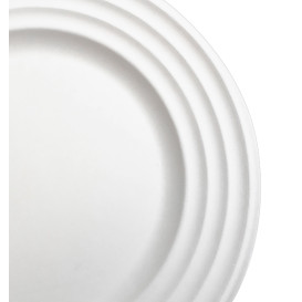 Sugarcane Plate Premium Wave White Ø18cm (50 Units) 