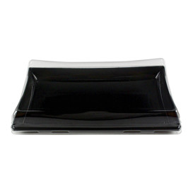 Plastic Tray with Lid Black 12x22cm (15 Units) 