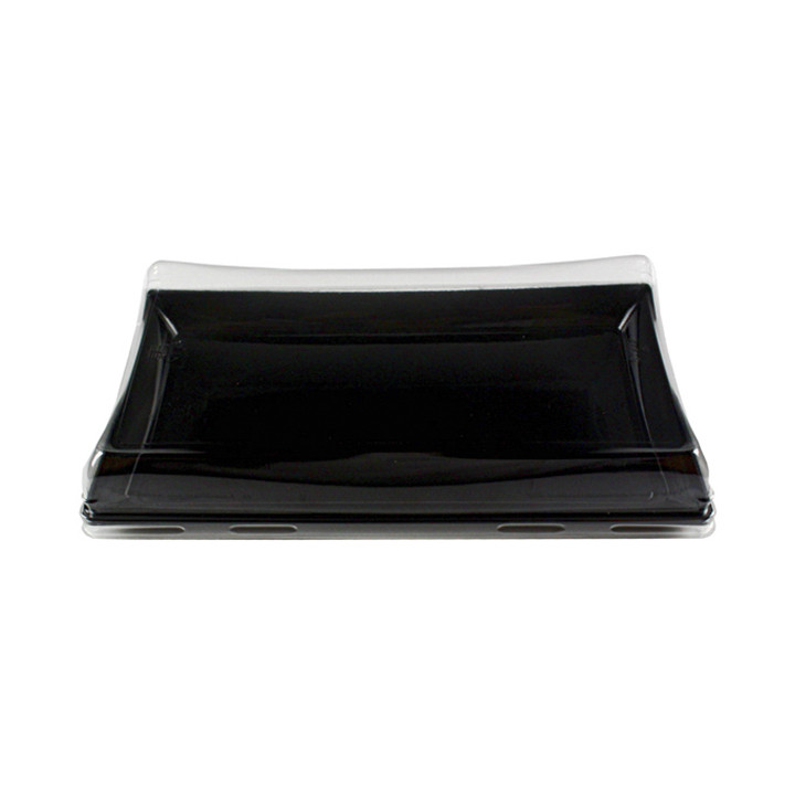 Plastic Tray with Lid Black 12x22cm (15 Units) 