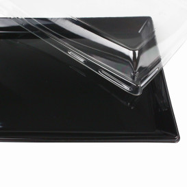 Plastic Tray with Lid Black 16x22cm (120 Uds)