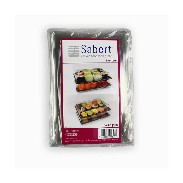 Plastic Tray with Lid Black 16x22cm (120 Uds)