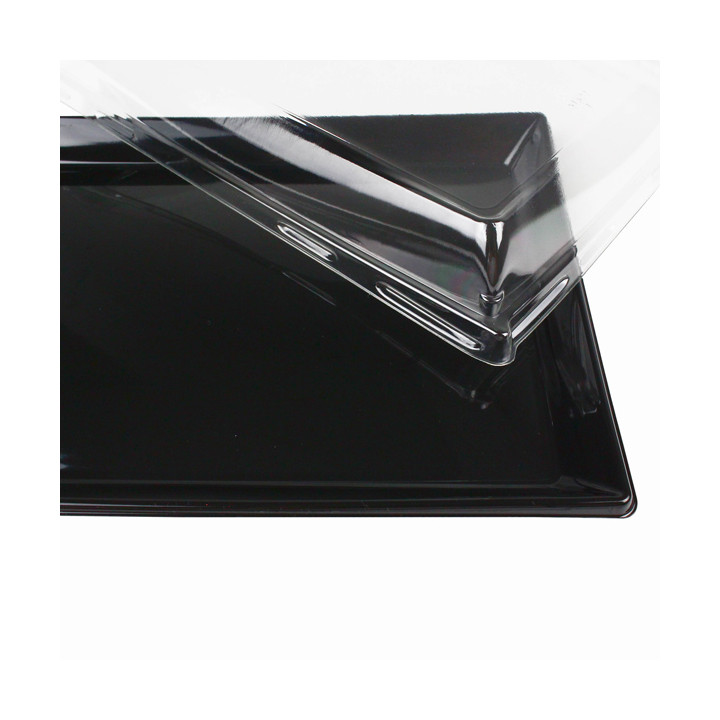 Plastic Tray with Lid Black 16x22cm (15 Units) 