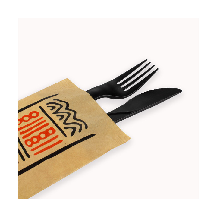 Paper Cutlery Envelopes with Napkin "Tribal" (125 Units)