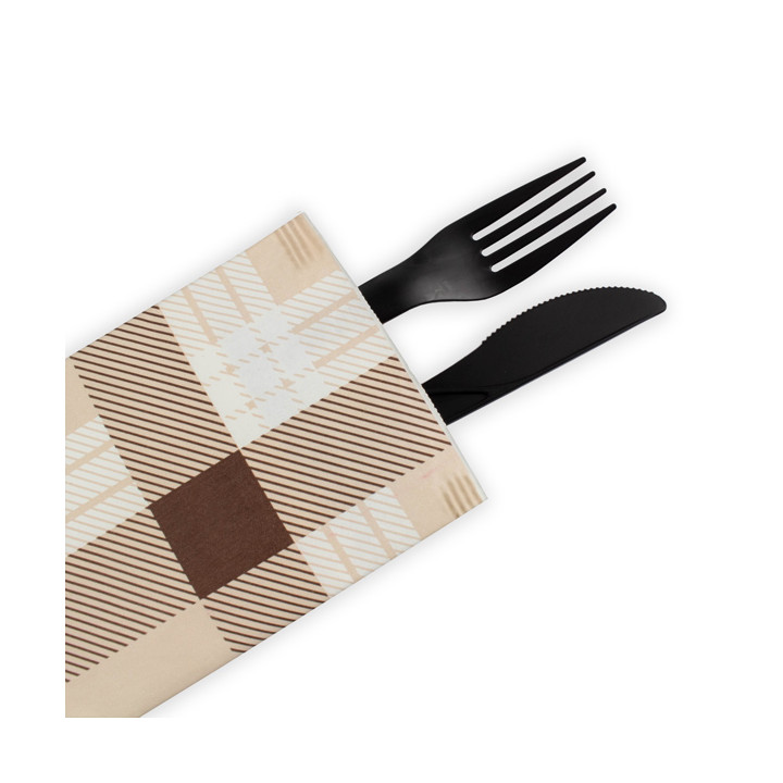 Paper Cutlery Envelopes with Napkin "Scottish" (125 Units)