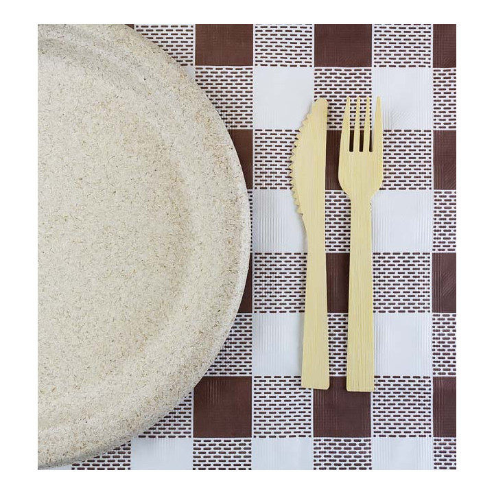 Pre-Cut Paper Tablecloth Brown Checkers 40g 1,2x1,2m (400 Units)  
