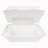Sugarcane Hinged Container + PLA White 23x23x7,5cm (50 Units)