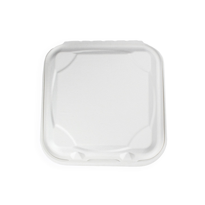 Sugarcane Hinged Container White 3C 23x15x7,5cm (50 Units)