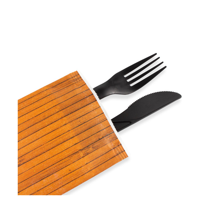 Paper Cutlery Envelopes with Napkin "Bamboo" (1000 Units)