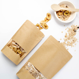 Paper Doypack Kraft with self closing and Window 12+6x20cm (50 Units)