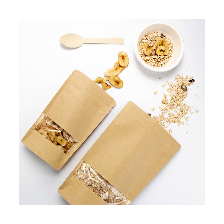 Paper Doypack Kraft with self closing and Window 20+10x30cm (50 Units)