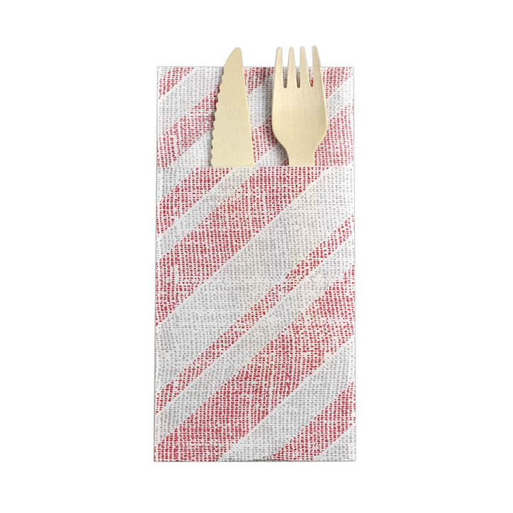Pocket Fold Paper Napkins Barlovento Red 40x40cm (30 Units) 