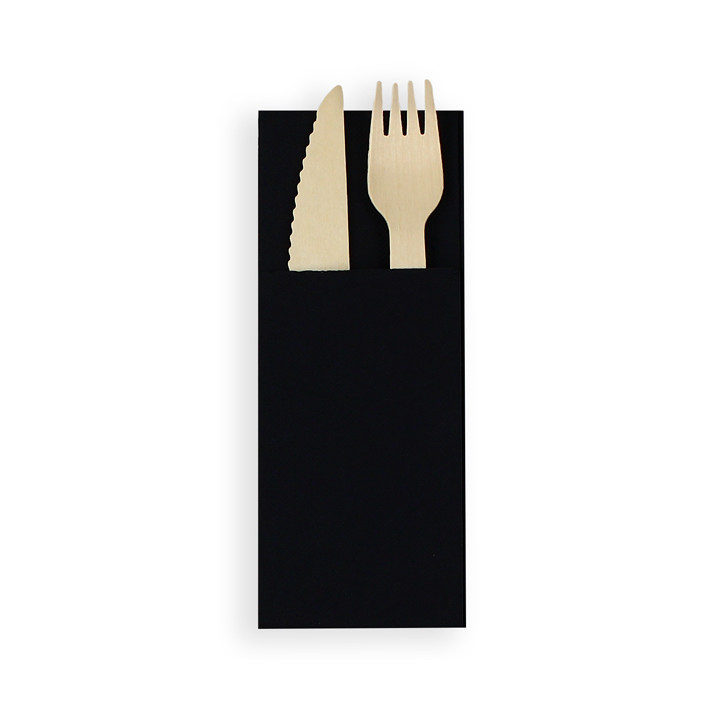 Pocket Fold Paper Napkins Black 30x40cm (30 Units)