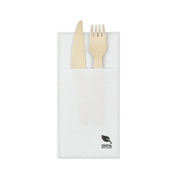 Pocket Fold Paper Napkins White Eco 40x40cm (30 Units) 