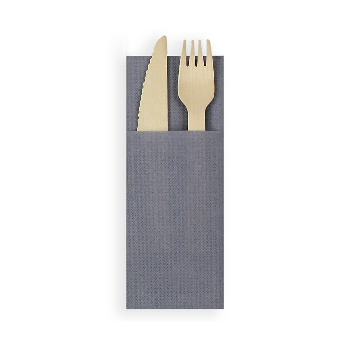 Pocket Fold Paper Napkins Grey 30x40cm (30 Units) 