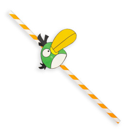 Paper Straw Straight "Pájaros" Design Ø0,6cm 24cm (100 Units) 