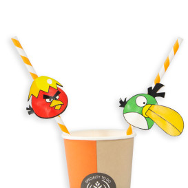 Paper Straw Straight "Pájaros" Design Ø0,6cm 24cm (100 Units) 