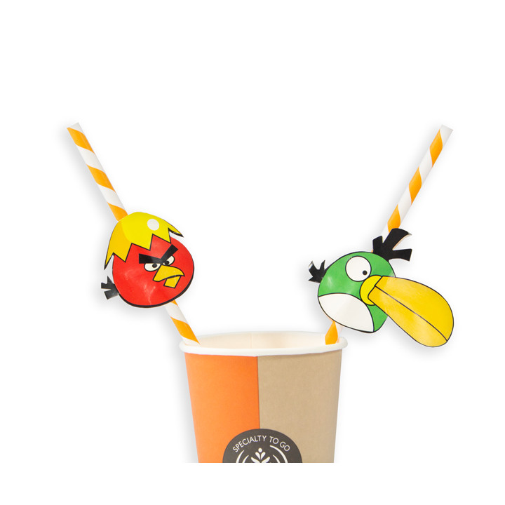Paper Straw Straight "Pájaros" Design Ø0,6cm 24cm (1000 Units)