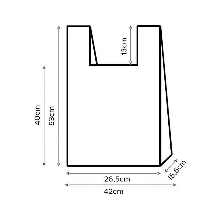 Plastic T-Shirt Bag 70% Recycled 42x53cm 50µm (100 Units) 