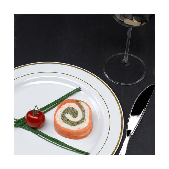 Plastic Plate Extra Rigid with Border Gold 15cm (200 Units)