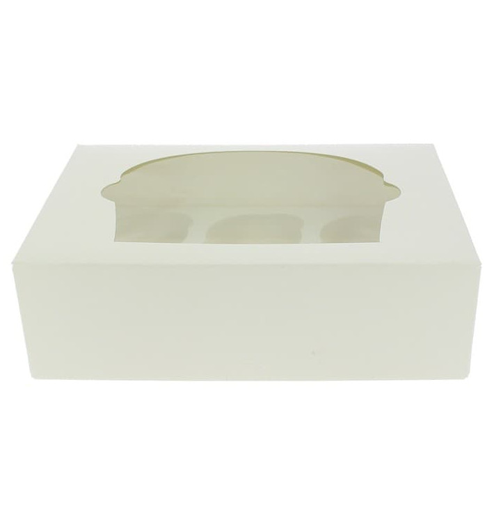 Paper Cupcake Box 6 Slot White 24,3x16,5x7,5cm (20 Units) 