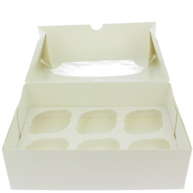 Paper Cupcake Box 6 Slots White 24,3x16,5x7,5cm (100 Units)