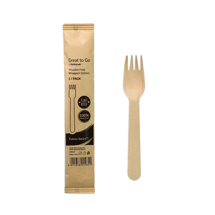 Wooden Fork Wrapped 16cm (500 pcs)