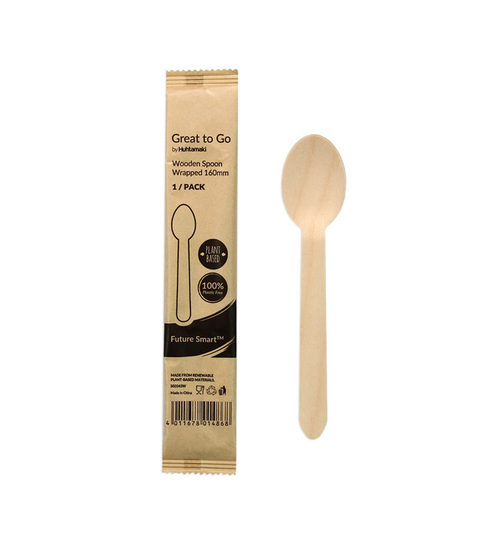 Wooden Spoon Wrapped 16cm (500 pcs)