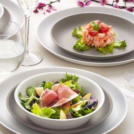 Reusable Plate Deep Durable Mineral-Filled PP Grey Ø18cm (12 Units)