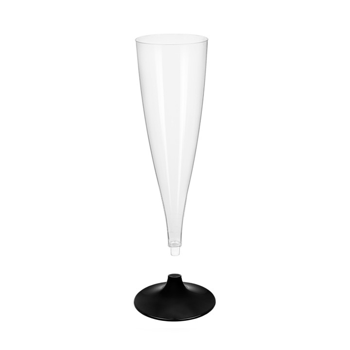 Plastic Stemmed Flute Sparkling Wine Black 140ml 2P (500 Units)