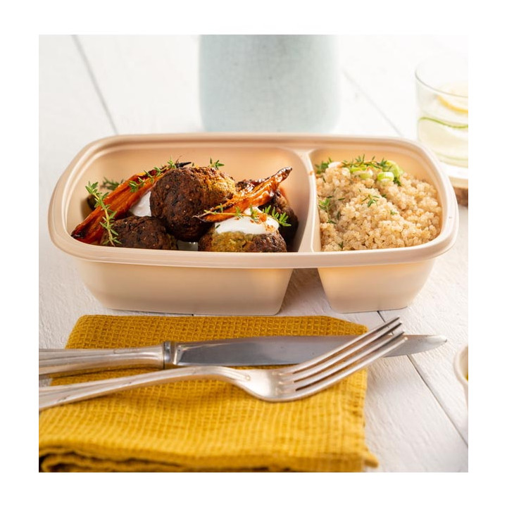 Plastic Deli Container PP 2C Cream 900ml 23x16,5x5cm (300 Units)