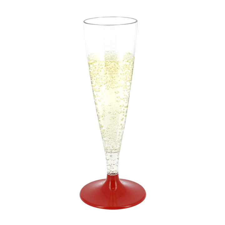Plastic Stemmed Flute Sparkling Wine Red 140ml 2P (20 Units)