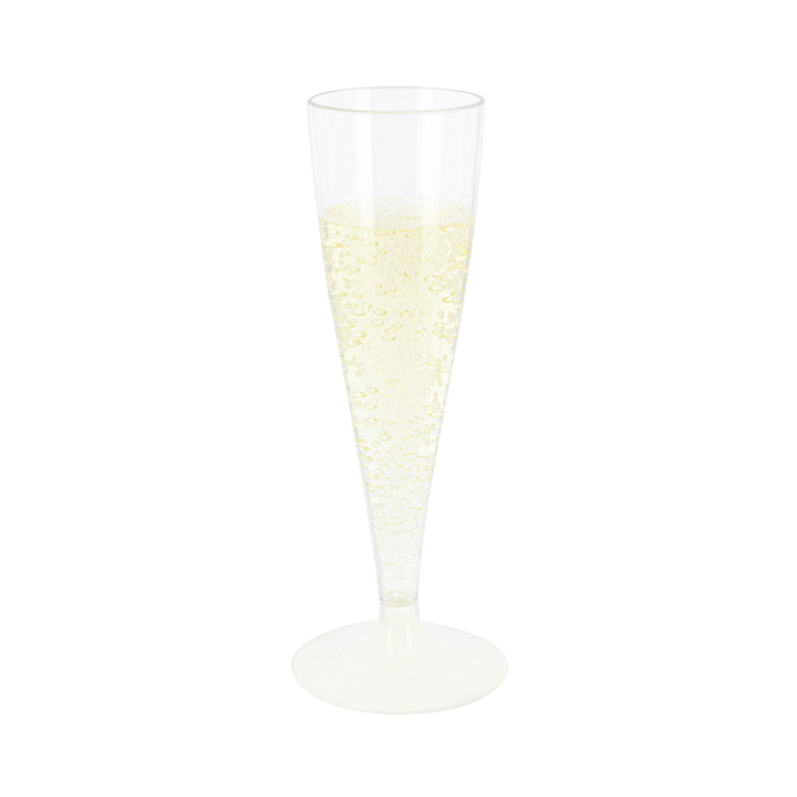 Plastic Stemmed Flute Sparkling Wine White 140ml 2P (20 Units)