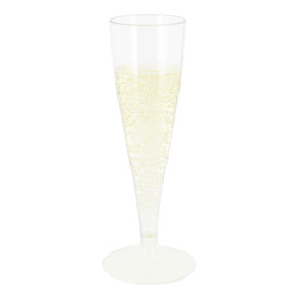 Plastic Stemmed Flute Sparkling Wine White 140ml 2P (400 Units)