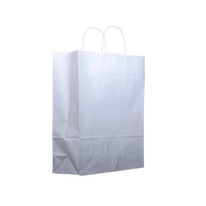 Paper Bag with Handles Kraft White 100g 44+15x46cm (25 Units) 
