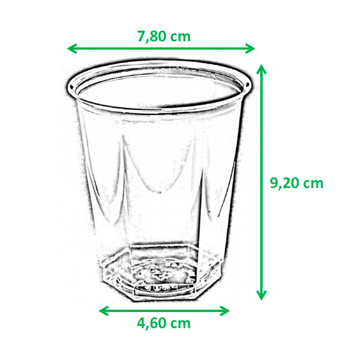Plastic Cup PS Crystal Hexagonal shape Red 250ml (250 Units)