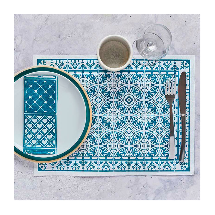 Paper Placemats 30x40cm "Alhambra" Turquoise 50g/m² (1000 Units)