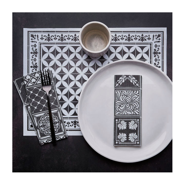 Paper Placemats 30x40cm "Alhambra" Black 50g/m² (1000 Units)