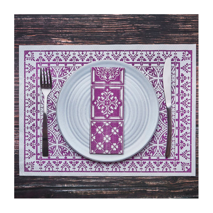 Paper Placemats 30x40cm "Alhambra" Purple 50g/m² (1000 Units)