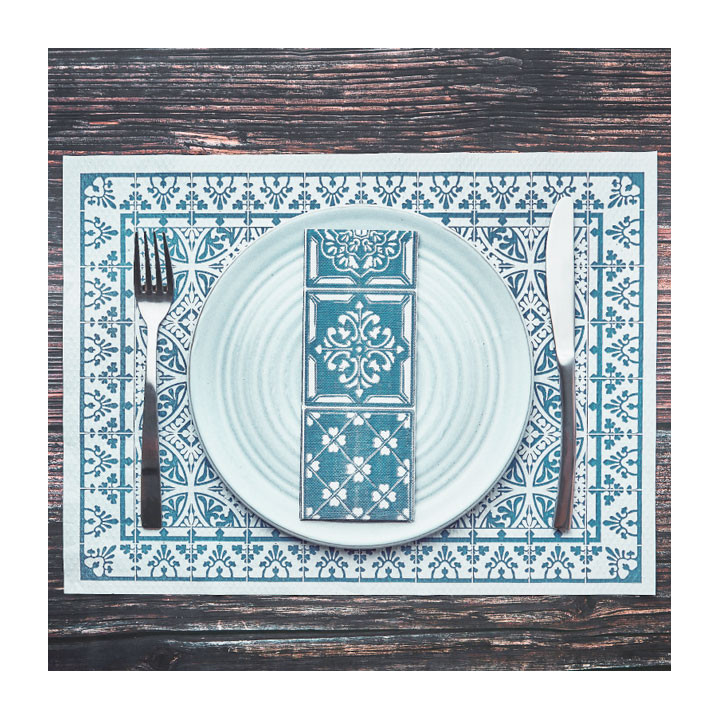 Paper Placemats 30x40cm "Alhambra" Turquoise 50g/m² (1000 Units)