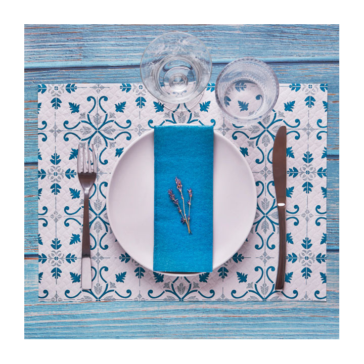 Paper Placemats 30x40cm "La Valenciana" Turquoise 40g/m² (1000 Units)