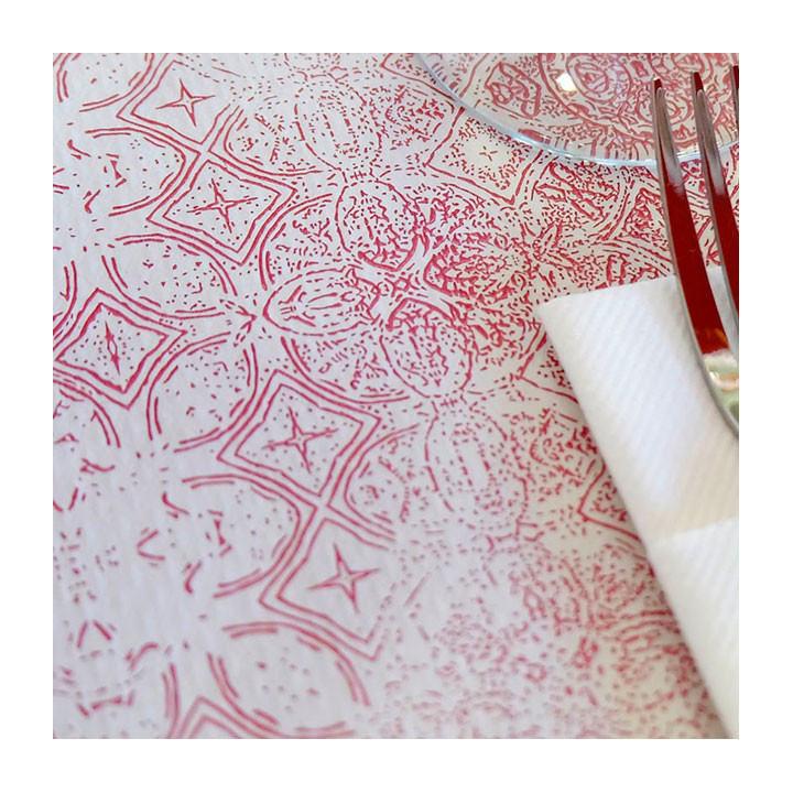 Pre-Cut Paper Tablecloth 1x1m "Mosaic" Burgundy 40g/m² (400 Units)