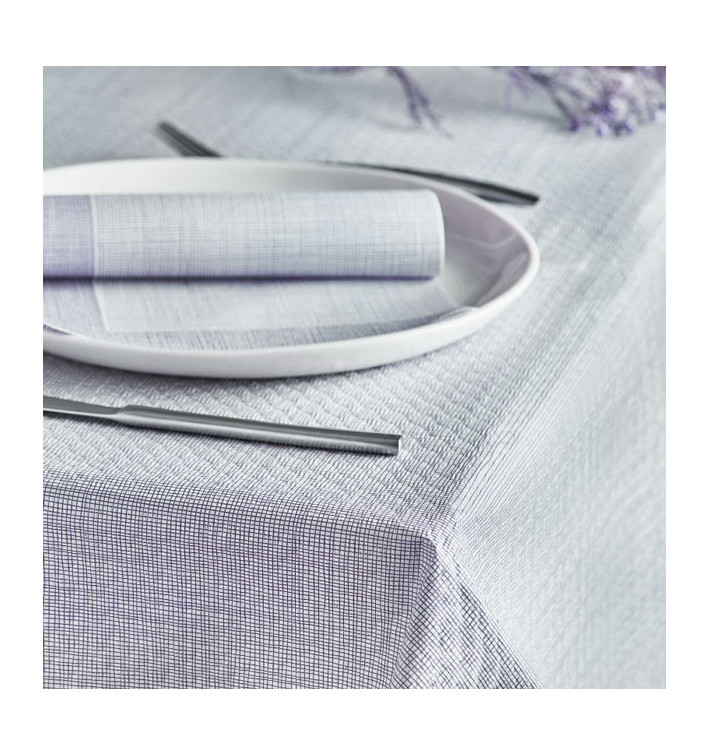 Pre-Cut Paper Tablecloth 1x1m "Between Lines" Grey 40g/m² (400 Units)