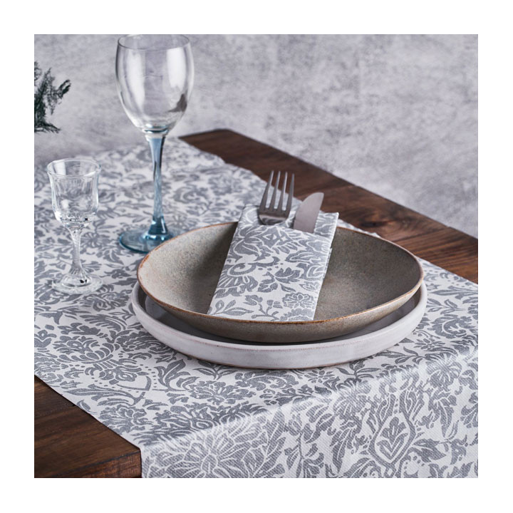 Airlaid Tablecloth Roll 1,2x25m "Versalles" Grey 50g/m² (6 Units)
