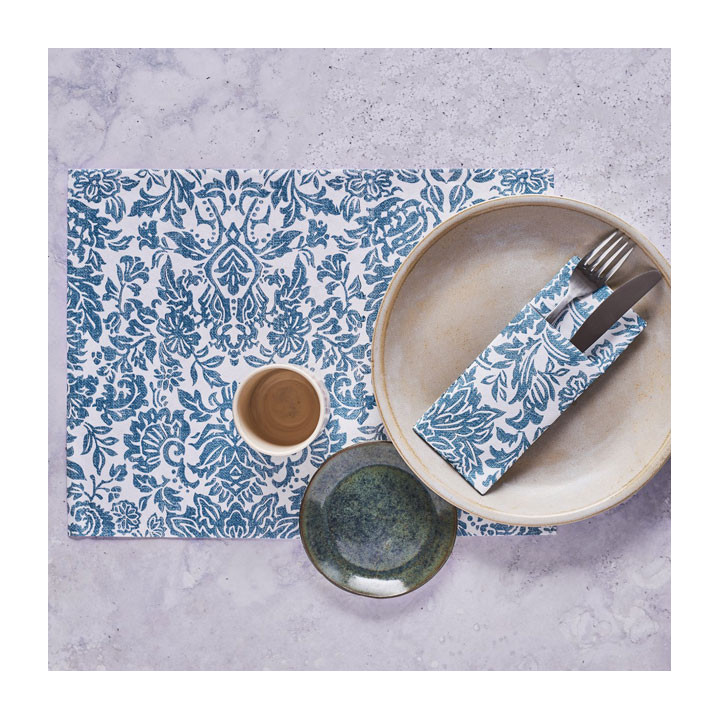 Airlaid Tablecloth Roll 0,4x48m "Versalles" Turquoise 50g/m² P30cm (1 Unit)