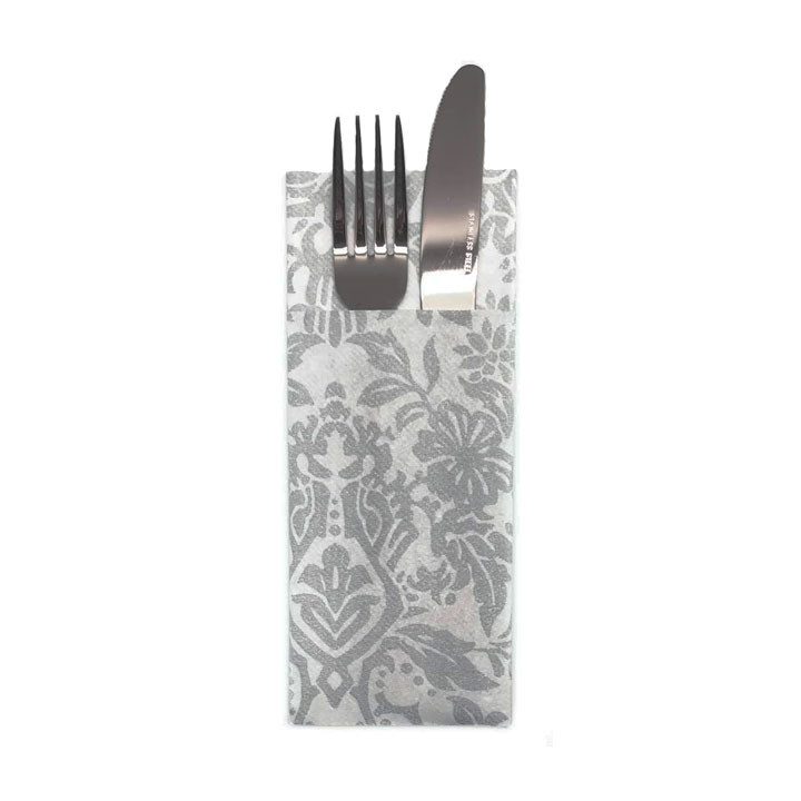 Pocket Fold Airlaid Napkins "Versalles" Grey 33x40cm 55g/m² (800 Units) 