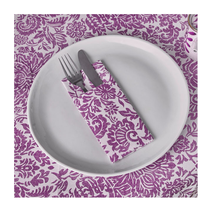 Pocket Fold Airlaid Napkins "Versalles" Purple 33x40cm 55g/m² (40 Units) 